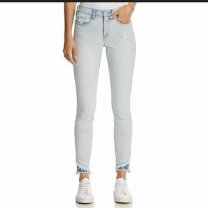 Blank NYC splatter frayed skinny jeans